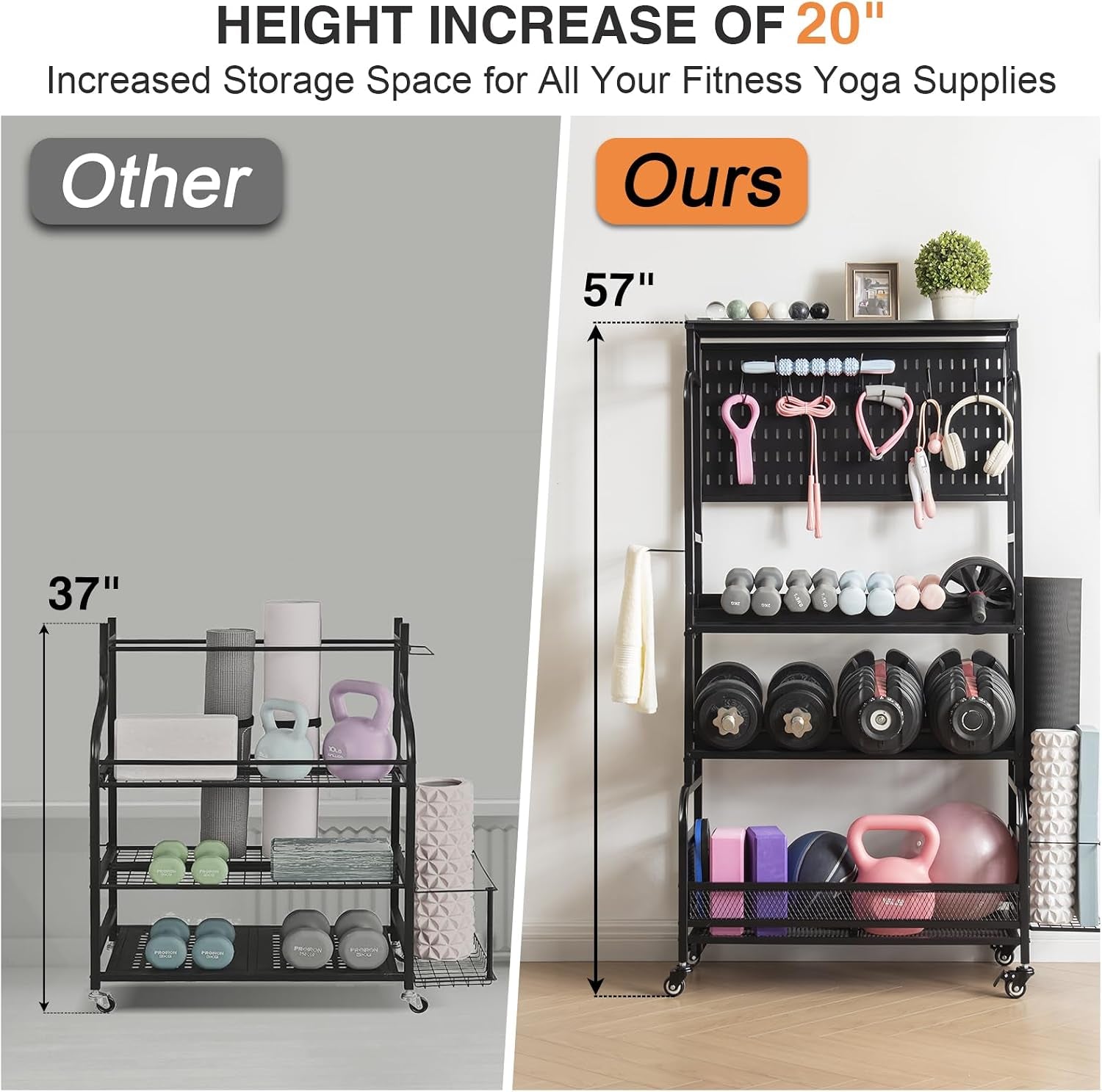 Home Gym Storage Organizer with Hanging Board