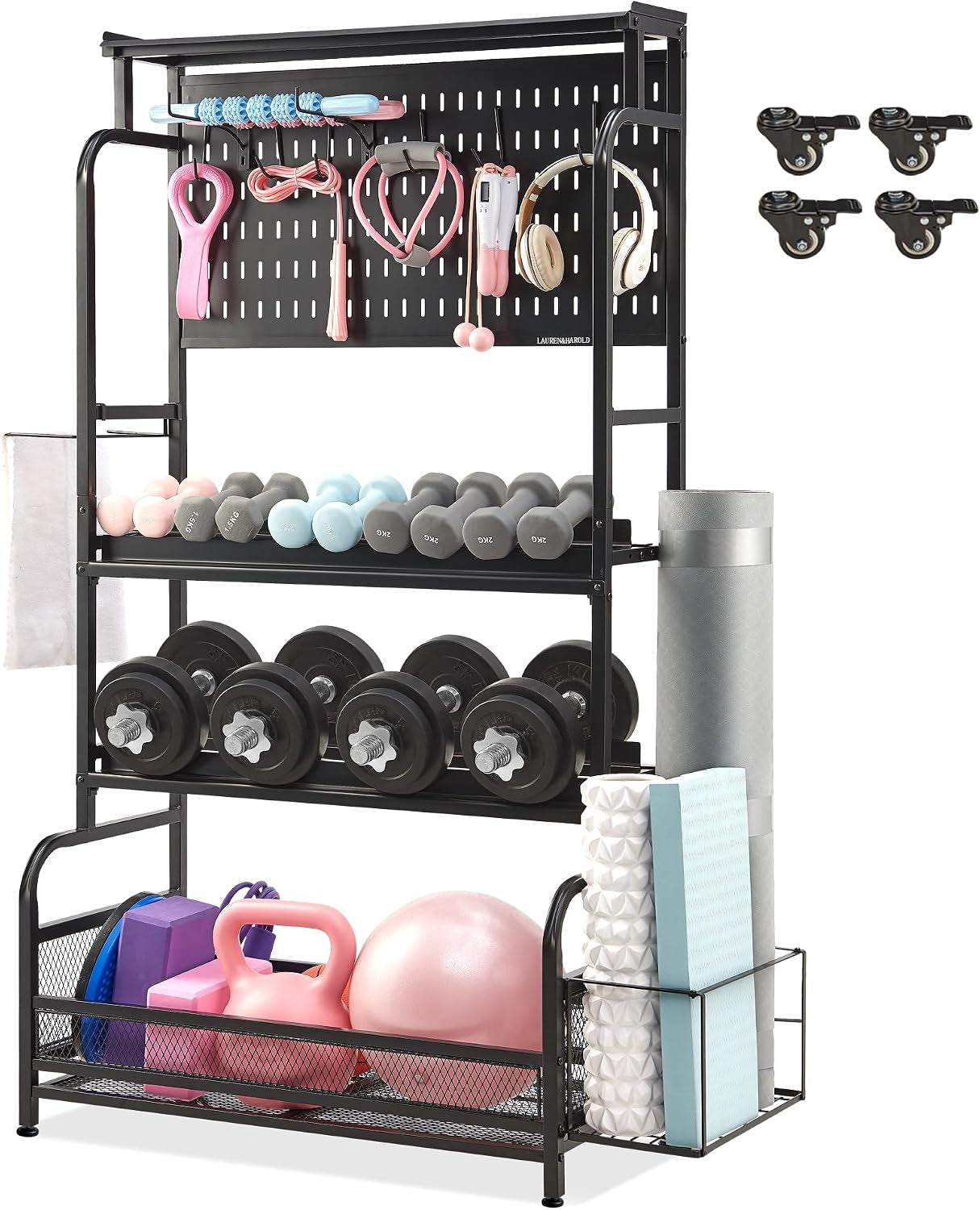 Home Gym Storage Organizer with Hanging Board