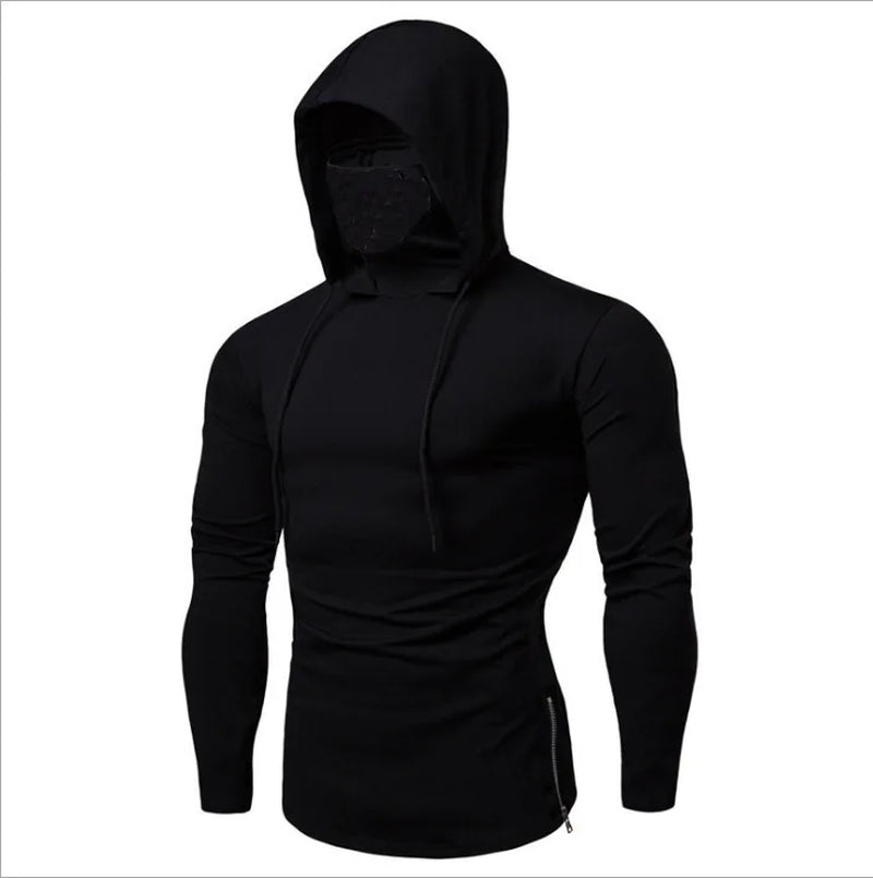 Balaclava Men Zip Hoodie Winter Warm Casual Sweatshirt Y2K with Hooded Face Mask Zipper Design Sports Jacket Outdoor Activities
