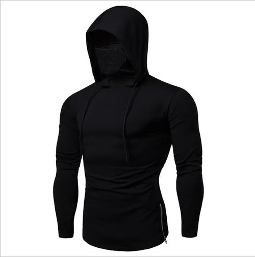 Balaclava Men Zip Hoodie Winter Warm Casual Sweatshirt Y2K with Hooded Face Mask Zipper Design Sports Jacket Outdoor Activities
