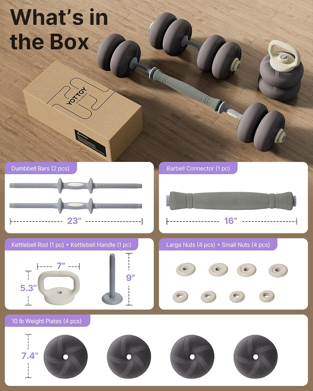 4-In-1 Dumbbell Weights Set with Connector