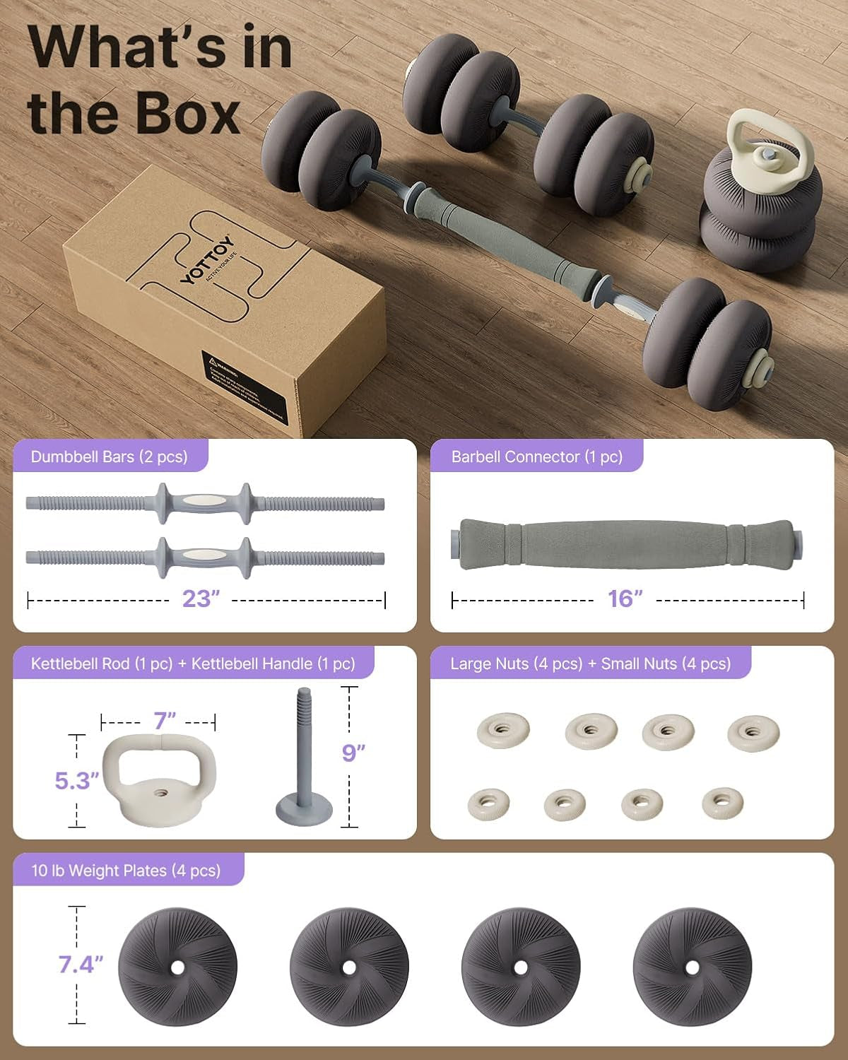 4-In-1 Dumbbell Weights Set with Connector