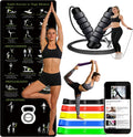 Yoga Mat with Resistance Bands and Weighted Jump Rope Combo