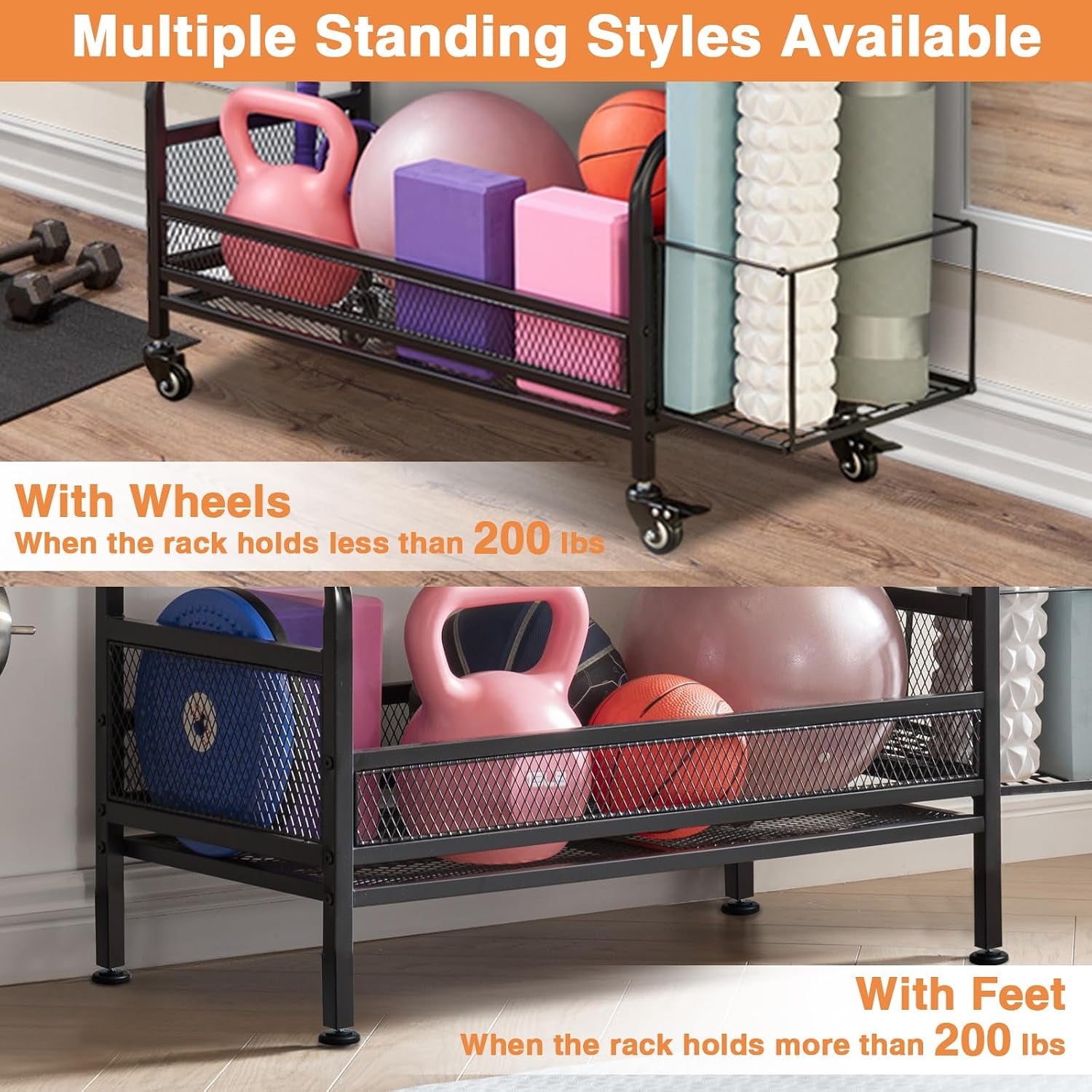 Home Gym Storage Organizer with Hanging Board