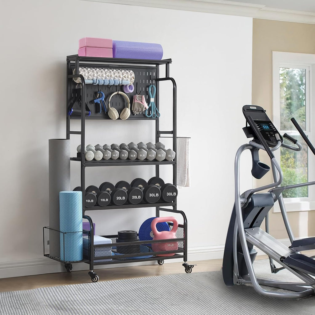 Home Gym Storage Organizer with Hanging Board
