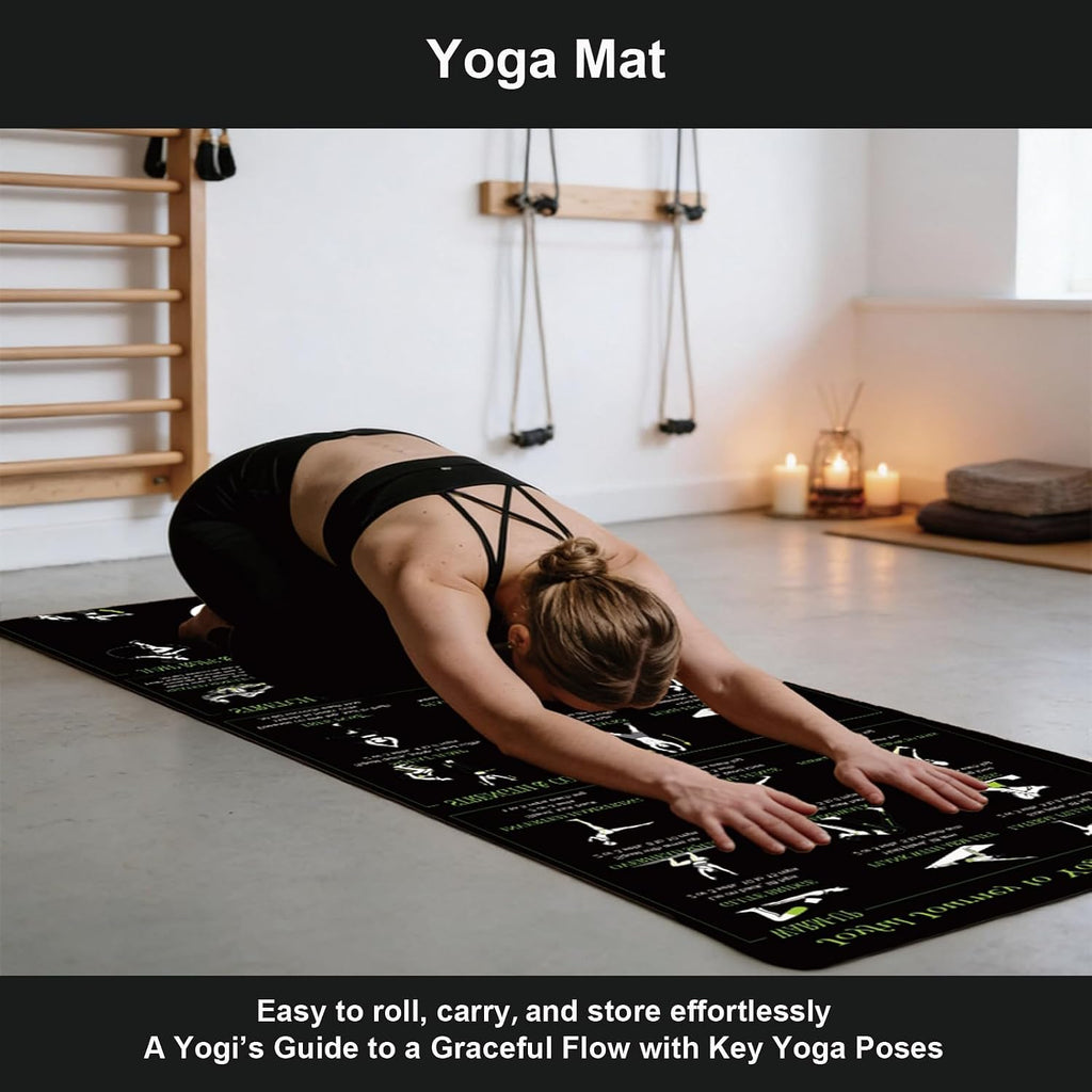 Yoga Mat with Resistance Bands and Weighted Jump Rope Combo