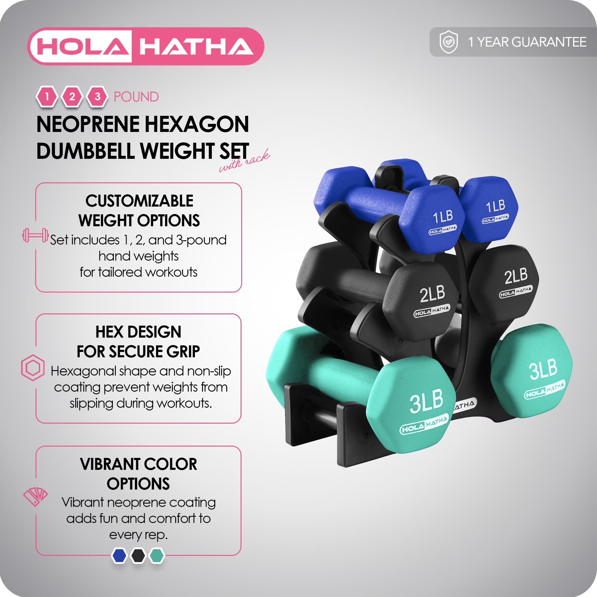 Neoprene Dumbbell Weight Set with Rack