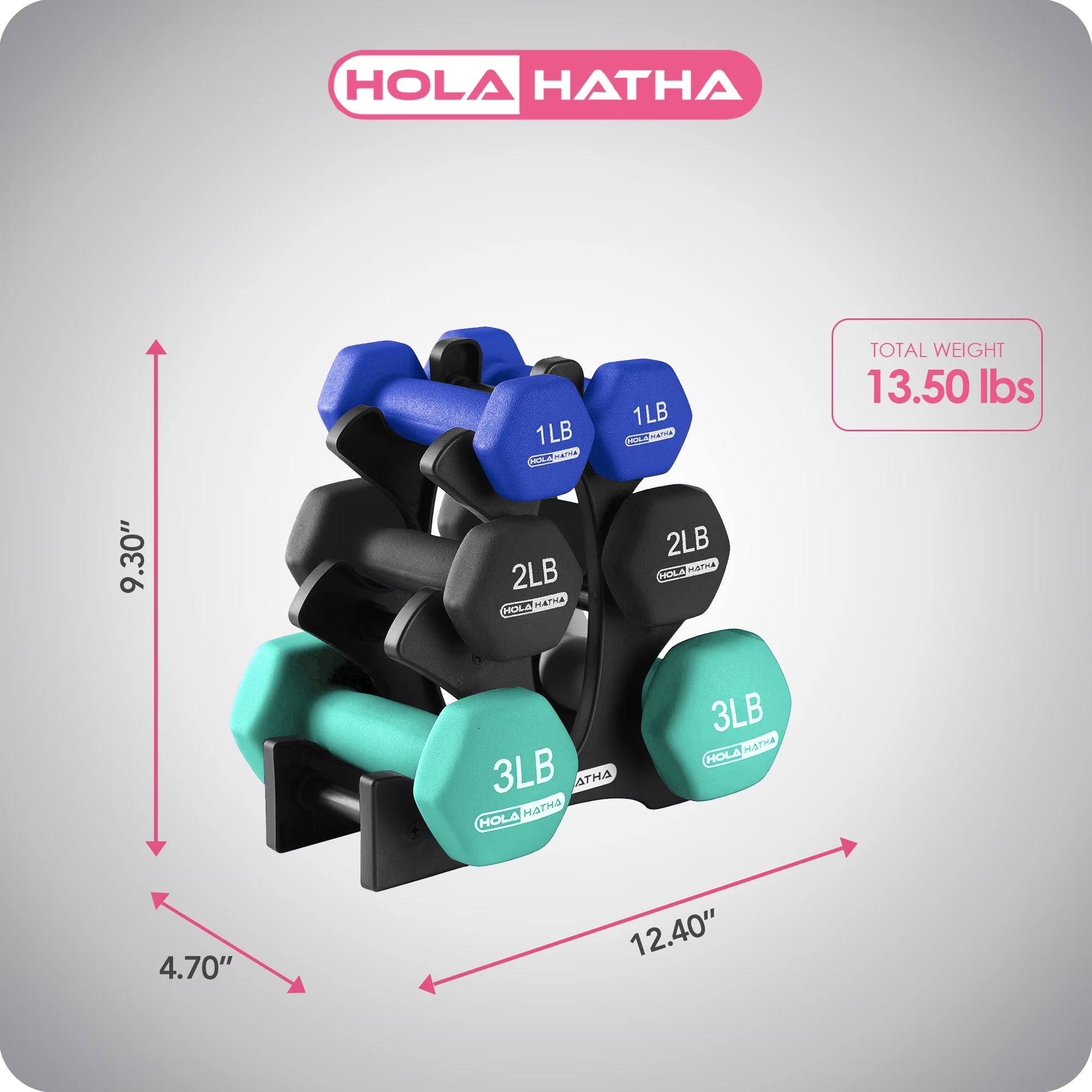 Neoprene Dumbbell Weight Set with Rack