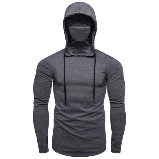 Balaclava Men Zip Hoodie Winter Warm Casual Sweatshirt Y2K with Hooded Face Mask Zipper Design Sports Jacket Outdoor Activities